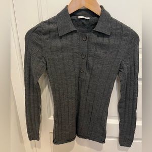 Iris + Ink grey wool polo